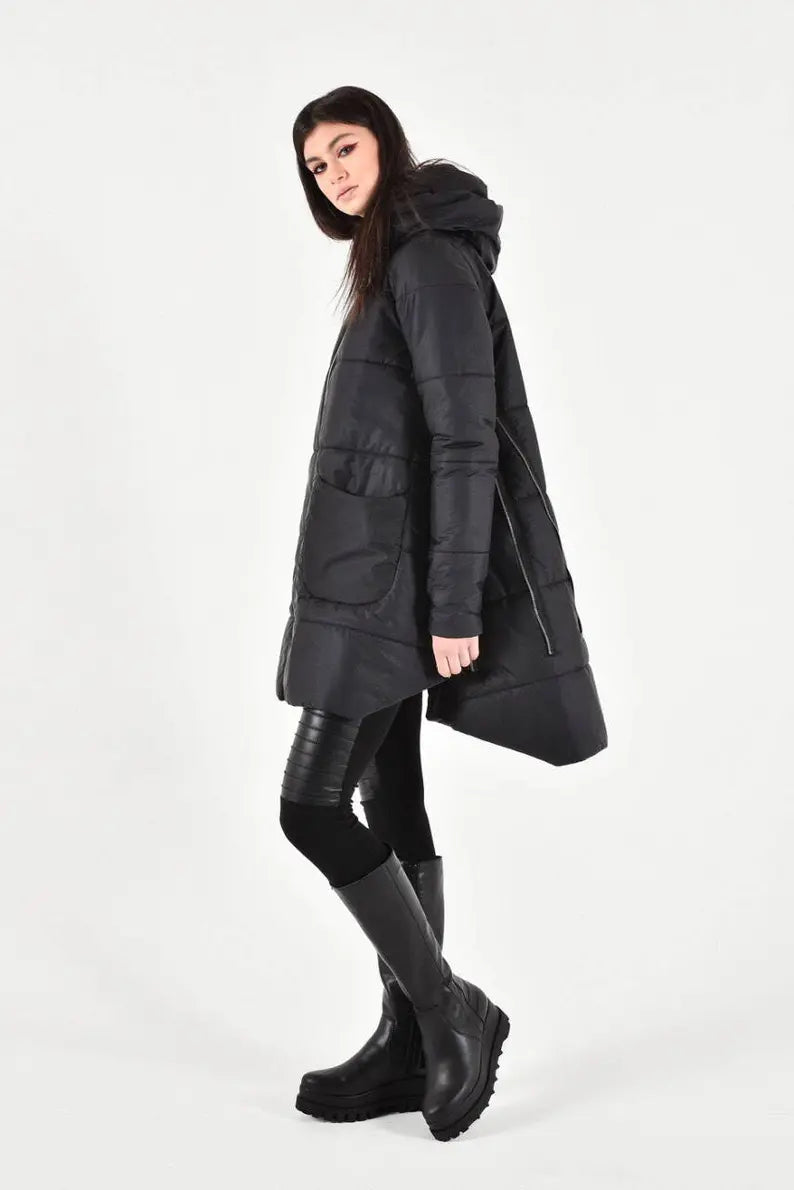 NEW Beautiful Multi functional winter zipper jacket / Hooded Extravagant Coat HandMade by Aakasha A20771