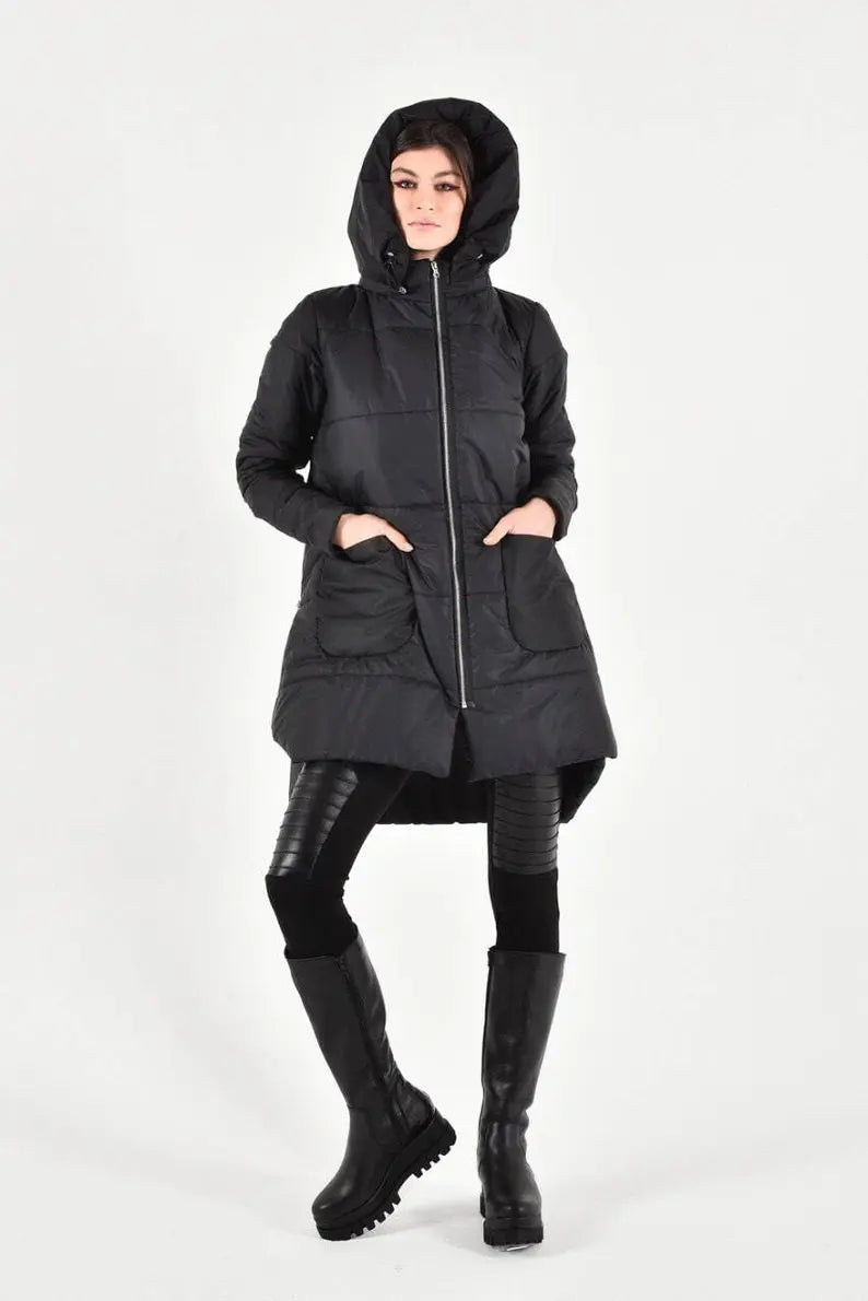 NEW Beautiful Multi functional winter zipper jacket / Hooded Extravagant Coat HandMade by Aakasha A20771